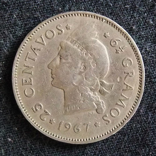 República Dominicana 25 Centavos 1967 Muy Bueno Km 20a 0