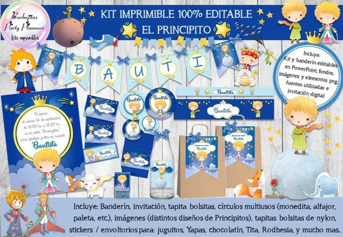 Kit Imprimible Candy Bar El Principito 100% Editable 1