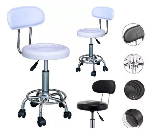 Silla Alta Peluqueria Giratoria Regulable Consultorio Masaje 0