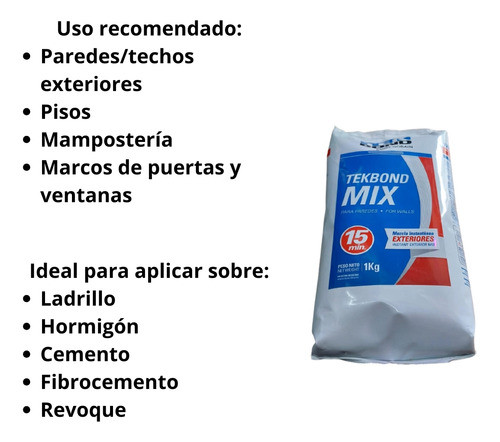 Mezcla Lista Rapida Para  Exteriores 1kg Tekbond 1