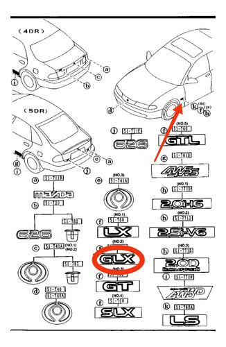 Calco Equipamiento Guardabarro Glx Mazda 626 Sedan 1992-1997 0