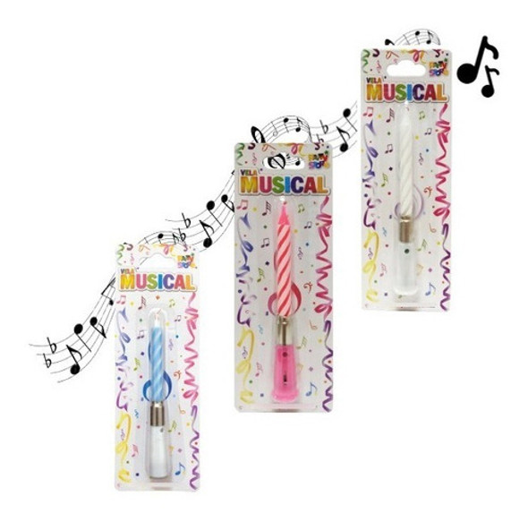 Velas Musicales Cumpleaños Largas Finas De Colores 0