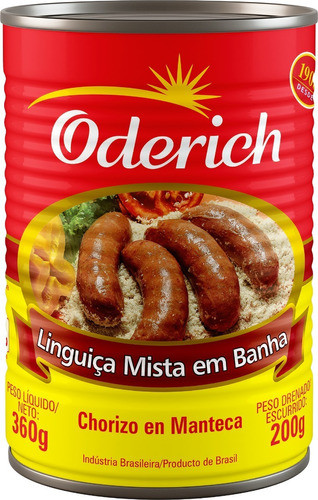 Linguiça Mista Em Banha Enlatado Oderich 360g - Kit 3x360g 0