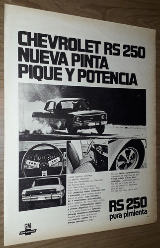 P553 Clipping Publicidad Automovil Chevrolet Rs250 Año 1974 0