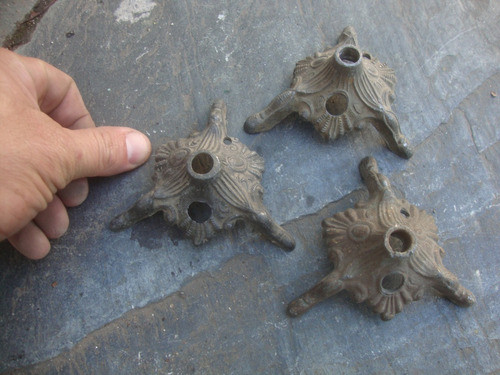 3 Antiguas Bases De Peltre P/ Lampara 9,6 X 9 X 3,8 Alto 0