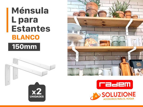 Par Ménsula Industrial L Estante Blanca P/placa 18mm X 150mm 1