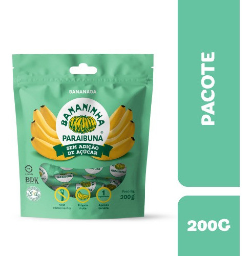 Bananinha Paraibuna Zero Vegana Pacote 200g Sem Conservantes 0