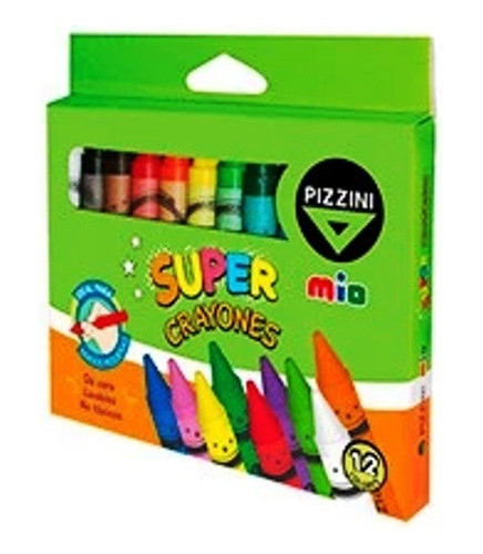 Kit Crayones Cortos Super X 12 Colores Escolares Pizzini Byp 0