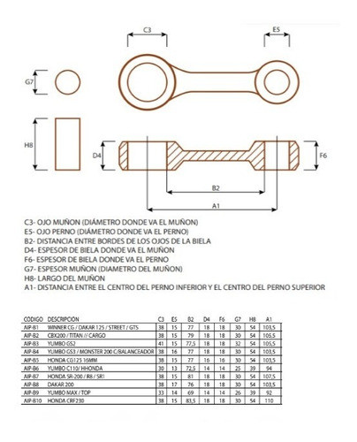 Biela Completa Aip Hero Honda °-° 1
