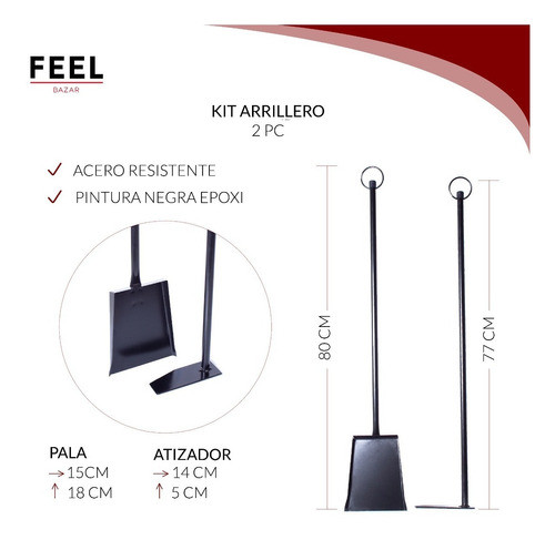 Set Asado Parrilla Pala Atizador Kit Asador X2 Unidades 1