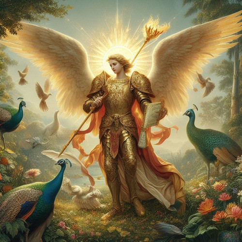Obra De Arte Digital Arcángel Jofiel 50x50cm Pieza Única 0