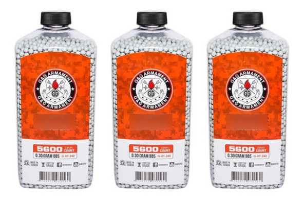 Combo Balines 6 Mm G&g Airsoft 0,30 Gr X5600 Pack 3 Botellas 0
