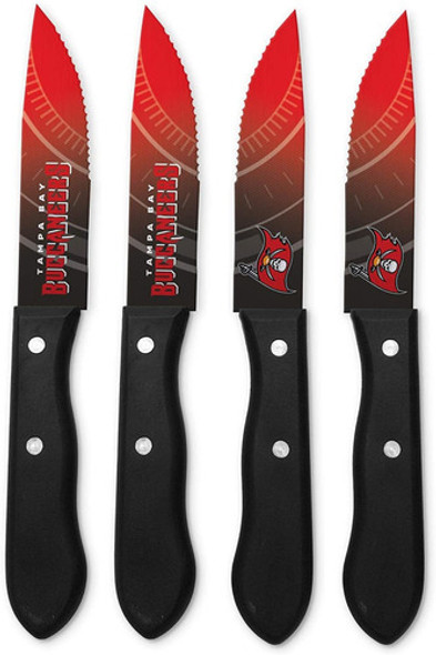 4 Cuchillos De Carne Tampa Bay Buccaneers Rojo Negro 0
