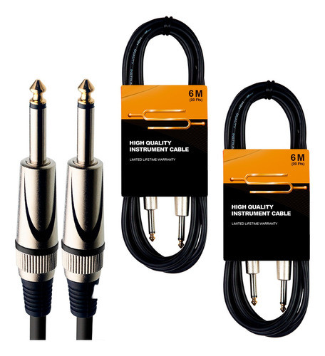 Pack X2 Cable Plug 1/4 Mono Guitarra Bajo - 6 Metros 0