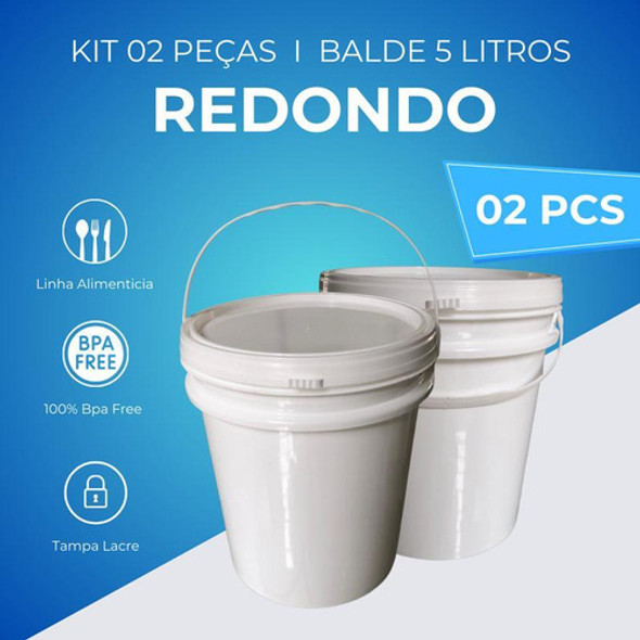 Balde 5l Com Alça Para Argamassa 2 Pçs 1