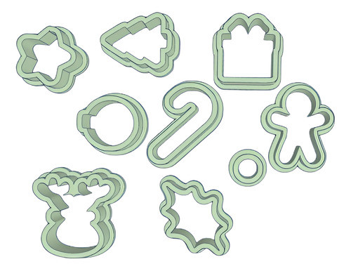 Set X 9 Mini Cortantes Navidad Navideños Muérdago Reno Pino 0