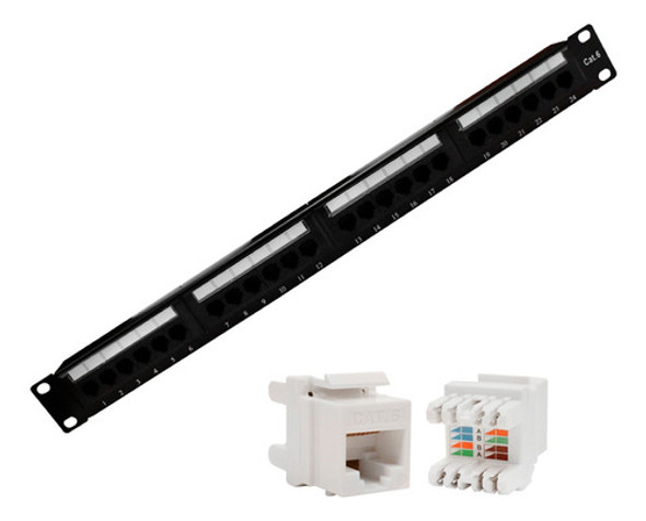 Patch Panel 24 Portas Cat6 Rj45 Utp +24 Keystone Rack 19 0