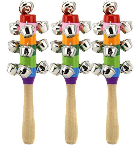 Sonajero Cascabel Instrumento Musical Infantil Color X 3 0