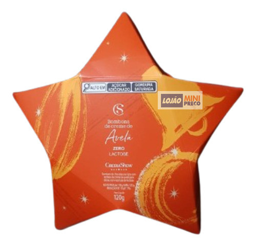 Caixa Estrela Natal Zero Lactose 120g Chocolate Cacau Show 0