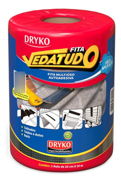Manta Asfáltica Auto Adesiva Aluminizada 20 Cm X 10 M Dryko 0