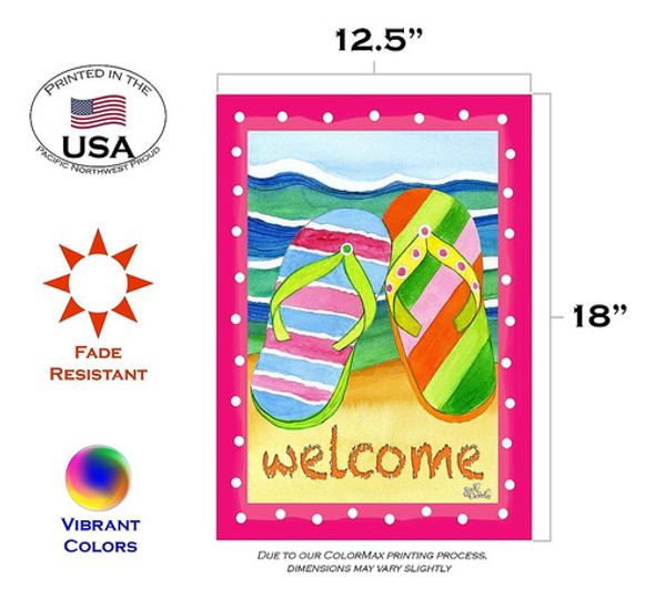 Toland Home Garden 1110217 Flip Flop Bienvenido Verano Bande 1