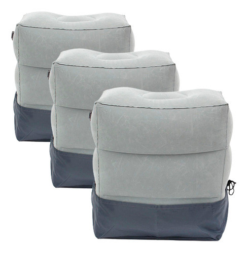 3 Travesseiros Almofada Inflável Viagem Apoio Pé Carro Avião 0