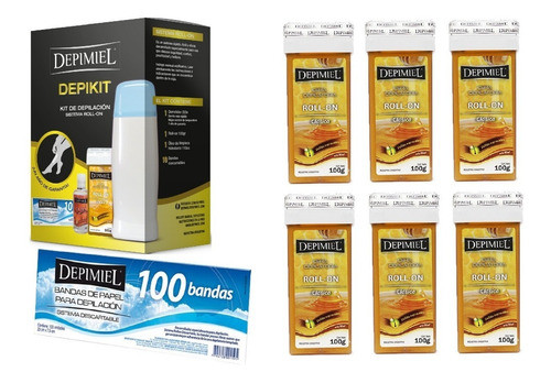 Kit Depilación Roll On Depimiel + 6 Roll On + 100 Bandas 0