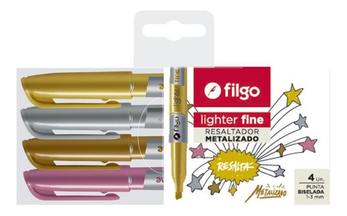 Resaltador Metalizado Estuche X4 Punta Fina Filgo 0