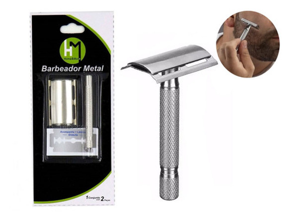 Kit 6 Aparelhos De Barbear Metal Retrô + 6 Lâminas Brinde 1