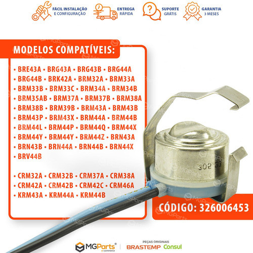 Kit Bimetal Sensor 10k Geladeira Brastemp Brm35 Brm37 Brm38 1
