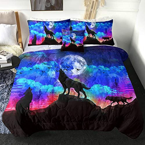 Juego De Ropa De Cama Sleepwish Wolf Twin Con Edredón Galaxy 0