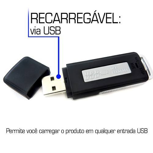 Pen Drive Que Grava Voz Gravador De Audio Portatil Vos Ba1 1