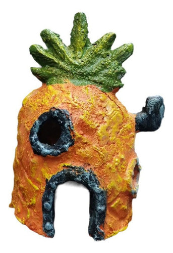 Adorno Acuario Casa Bob Esponja Piña Resina 13x8x8 Cm Polypt 0