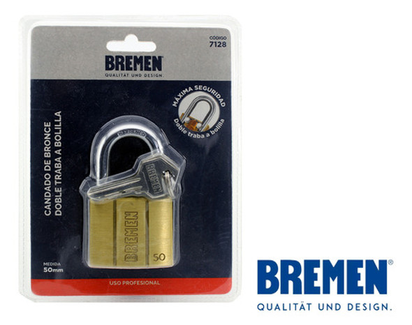Candado De Bronce Doble Traba A Bolilla 50mm Bremen 7128 1