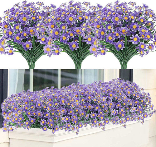 6 Ramos De Flores Artificiales De Margaritas - Purpura 0