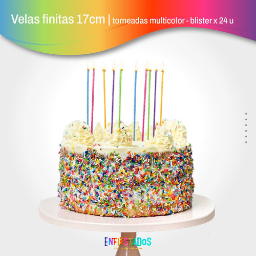 Party Store - Vela Finita Torneada X 24 Unid.- Multicolor- 1