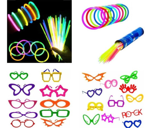 Kit Festa Adereços C/ 60 Óculos Diversos+100 Pulseiras Neon 0