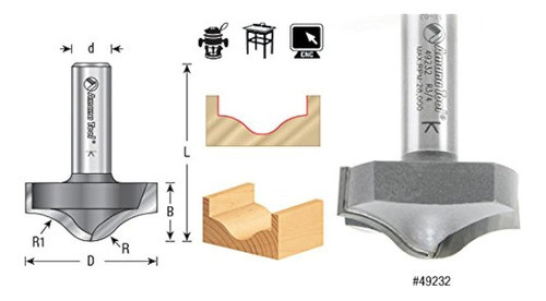 Amana Tool 49232 Carbide Tipped Plunge Raised Ogee Style B 3 1