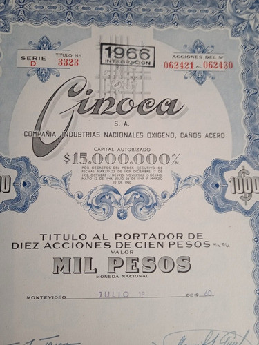 Ciroca Acciones Antiguas Año 1960 1
