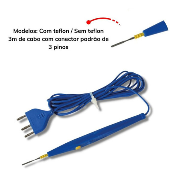 Caneta P/ Eletrobisturi C/ Eletrodo Inox Baisheng S/ Teflon 1 Caneta P/ Eletrobisturi C/ Eletrodo Inox Baisheng S/ Teflon 1