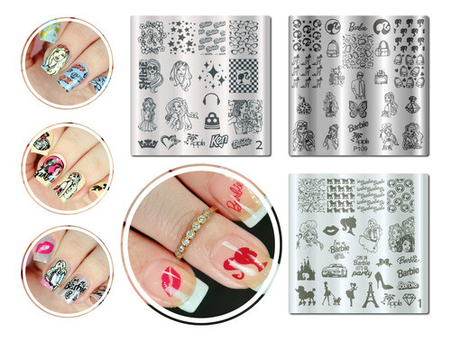 Kit De Placas Para Decoração De Unhas Barbie 0