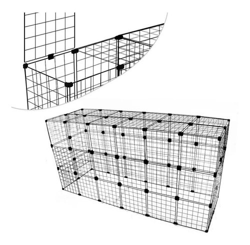 Cercado Gaiola Cachorro Coelho 60x180x90cm Preto Com Teto 0
