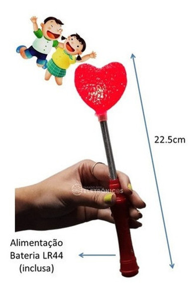 Kit 10 Varinhas Mágica Led Coração Coloridos Brilhantes 1