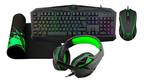 Combo Gamer T-dagger Teclado Mouse Pad Auriculares Con Micro 0