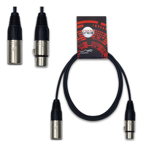 Cable Fino Canon Neutrik Macho A Hembra 90 Cm Interconexion 0