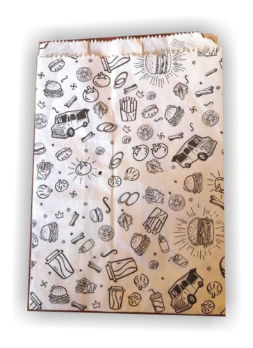 1000 Bolsas Papel Antigrasa Estampada 13,5 X 21 Cm. 0