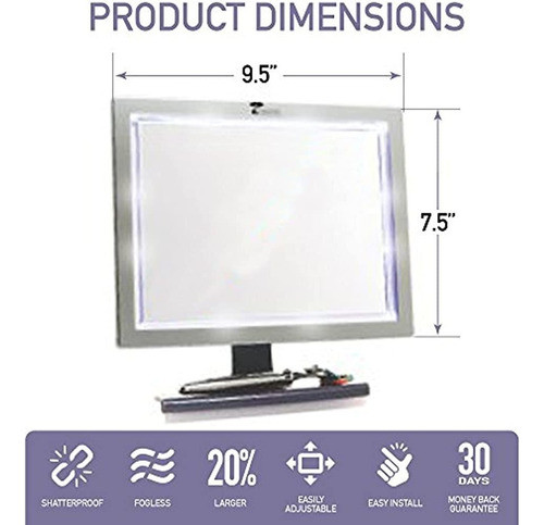 Toilettree Products Deluxe Led Espejo De Ducha Sin Niebla Co 1