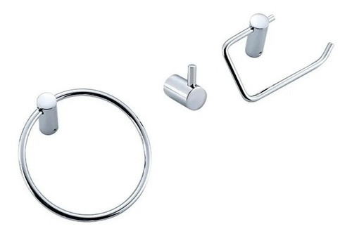 Set Kit Accesorios Para Baño 3 Piezas Metal Cromo 0