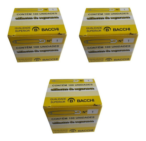 Alfinetes De Segurança Niquelado 36 Mm N°1 Kit 3 Caixas 300 0