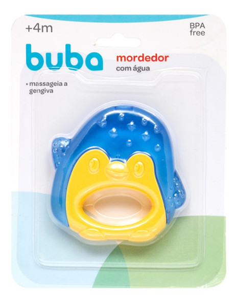 Mordedor Para Bebê Buba Com Água E Textura Pinguim Azul 1